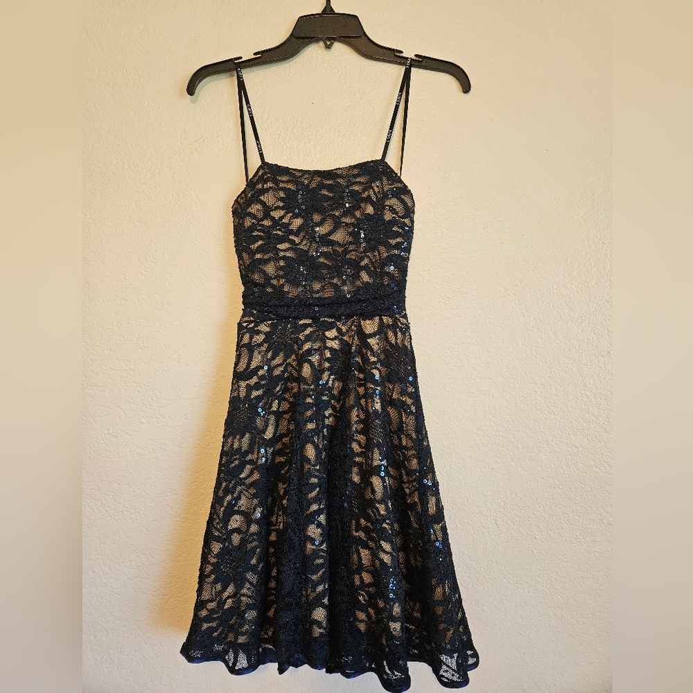Navy sequin dress